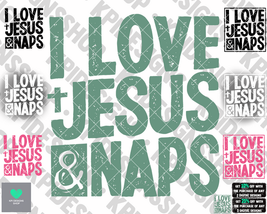 I Love Jesus & Naps (8-pack) - Aug2022 - PNG - Digital Design