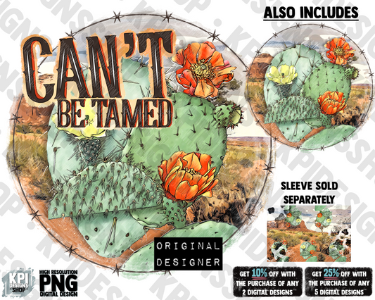 Can't Be Tamed - Cactus/Western - (2-pack) - PNG - Digital Design