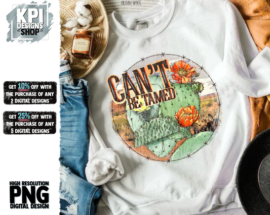 Can't Be Tamed - Cactus/Western - (2-pack) - PNG - Digital Design