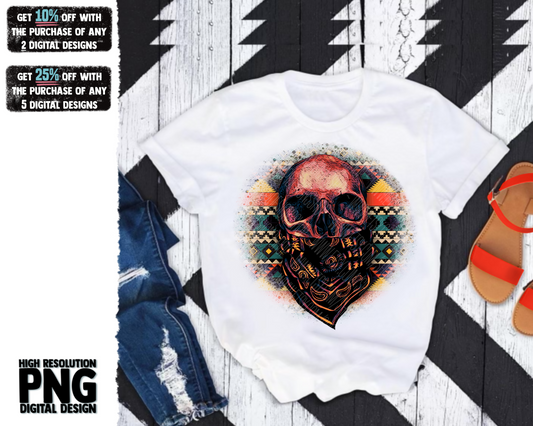 Aztec Skull & Bandana - Jan2022 - PNG - Digital Design