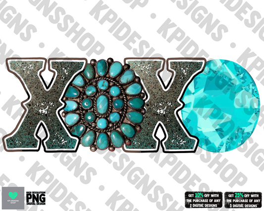 XOXO Turquoise - Jan2022 - PNG - Digital Design