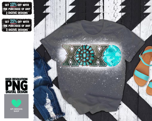 XOXO Turquoise - Jan2022 - PNG - Digital Design