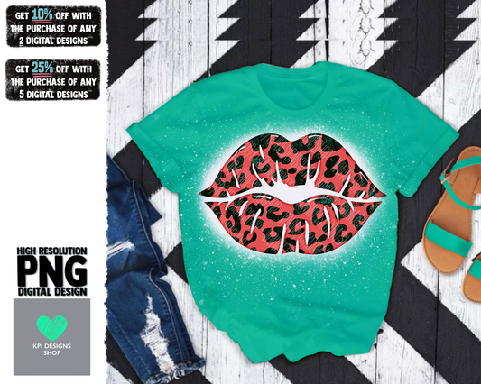 Leopard Lips Red/Pink/Turquoise - Jan2022 - PNG - Digital Design