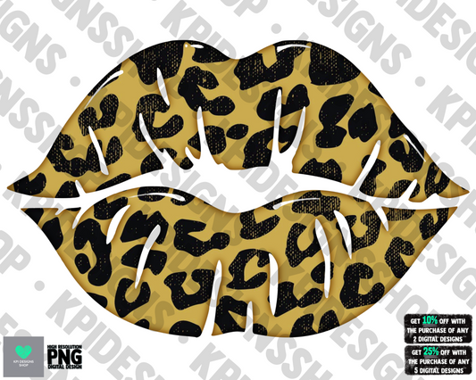 Leopard Lips Gold - Jan2022 - PNG - Digital Design