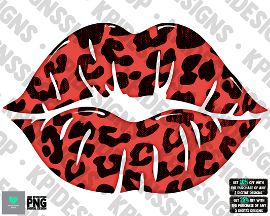 Leopard Lips Red/Pink - Jan2022 - PNG - Digital Design