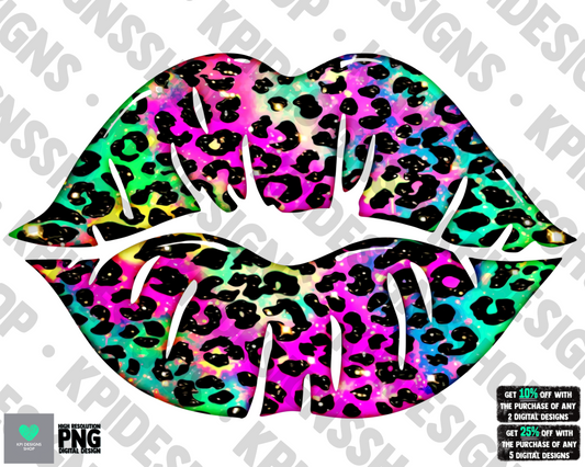 Leopard Lips Neon/Rainbow - Jan2022 - PNG - Digital Design