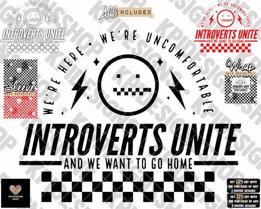 Introverts Unite (3-pack) - Dec2022 - PNG - Digital Design
