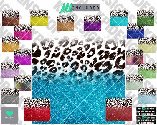 Sleeve BUNDLE (21-pack) - Leopard Black & White - May2022 - PNG - Digital Design