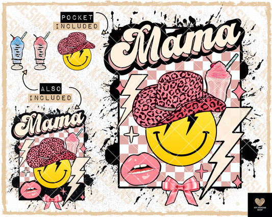 Mama Smiley + Matching Pocket & Elements - Apr2022 - PNG - Digital Design