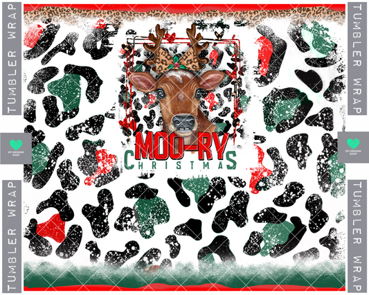 Tumbler Wrap: Moo-ry Christmas - Oct2022 - PNG - Digital Design