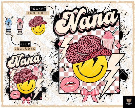 Nana Smiley + Matching Pocket & Elements (Mother's Day) - Apr2022 - PNG - Digital Design
