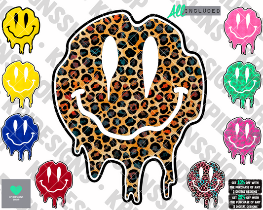 Smiley Drip (9-pack) - June2022 - PNG - Digital Design