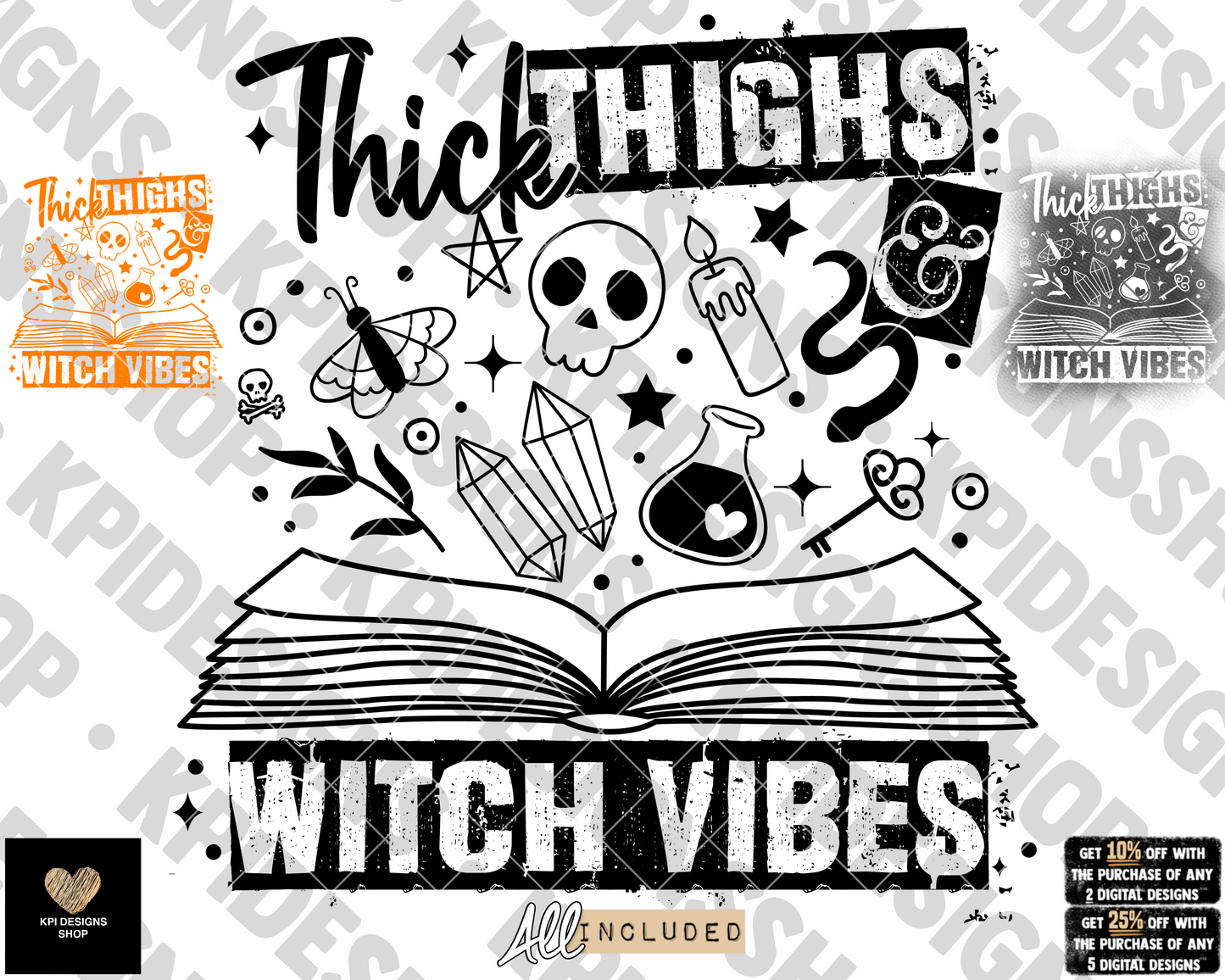 Thick Thighs & Witch Vibes (3-pack) - Sept2022 - PNG - Digital Design