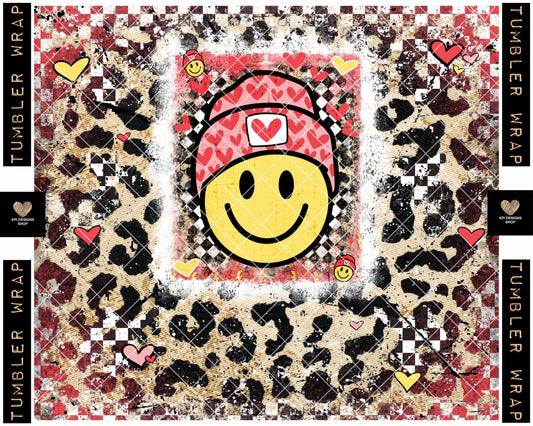 Tumbler Wrap: Valentine's Smiley - Dec2022 - PNG - Digital Design