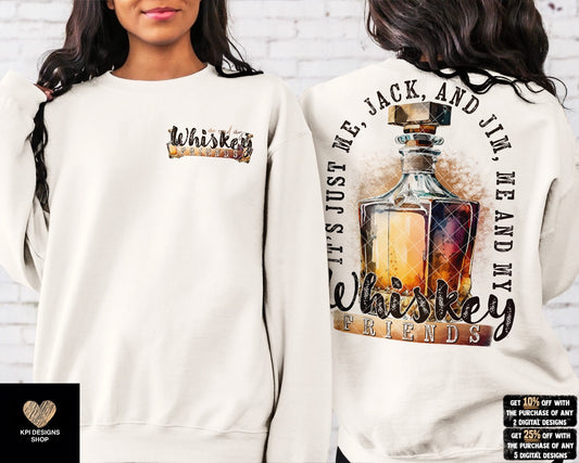 Me and My Whiskey Friends w/ Matching Pocket (4-pack) - Mar2023 - PNG - Digital Design