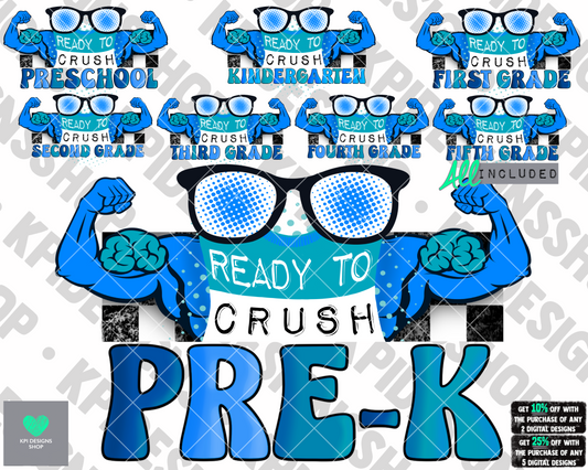 BUNDLE: Ready To Crush School (8-pack) - June2022 - PNG - Digital Design