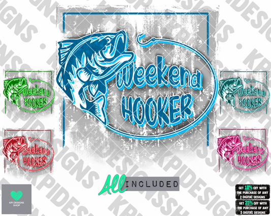 Weekend Hooker - 5-pack (Fishing) - Feb2022 - PNG - Digital Design