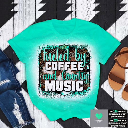 Fueled by Coffee & Country Music (2-pack) - June2022 - PNG - Digital Design