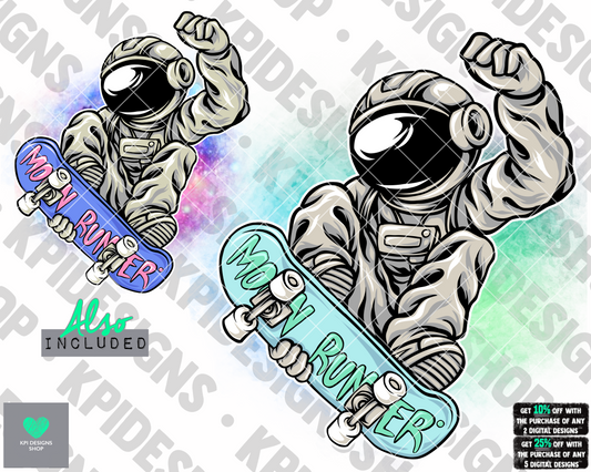 Moon Runner (Skateboarding) - May2022 - PNG - Digital Design